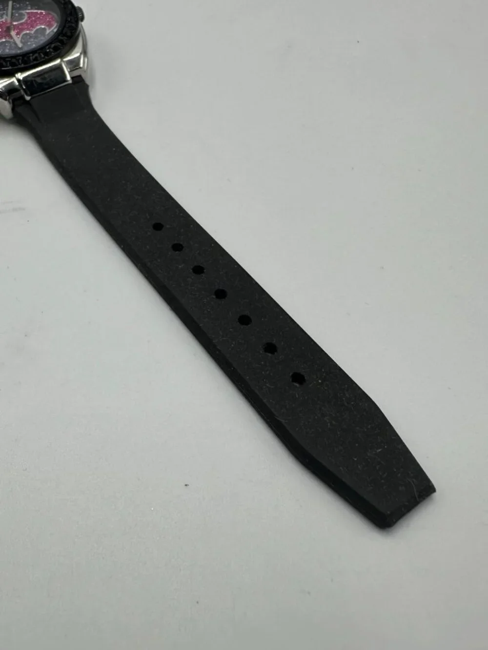 3/$30 Batgirl Pink Emblem Watch Women Silver Tone Black Rhinestone Bezel